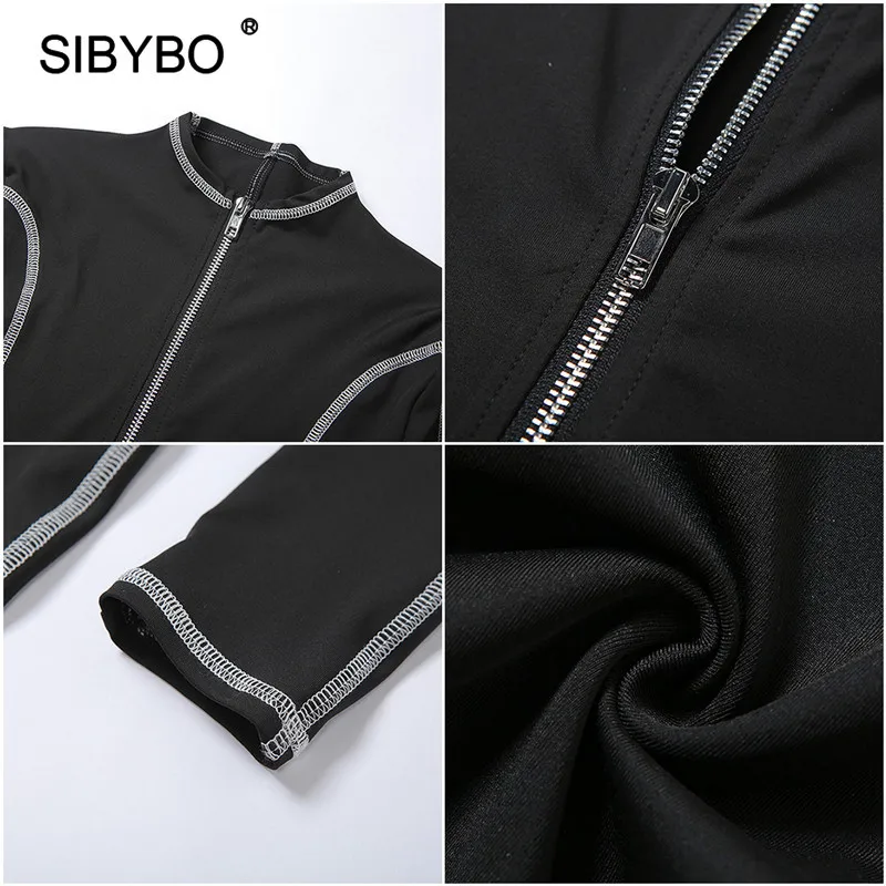 Sibybo Striped Zipper Sexy Rompers Womens Jumpsuit V Neck Long Sleeve Fitness Overalls 2020 Summer Workout Sporty Slim Jumpsuits 
Sibybo Striped Zipper Sexy Rompers Womens Jumpsuit V Neck Long Sleeve Fitness Overalls 2020 Summer Workout Sporty Slim Jumpsuits