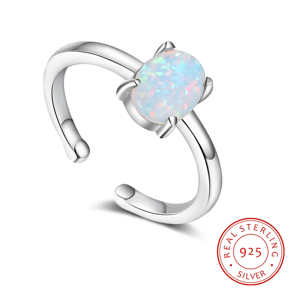 925 Sterling Silver Rings for Women Open Oval White Opal Ring Adjustable Finger Rings Fine Jewelry Christmas Gift
925 Sterling Silver Rings for Women Open Oval White Opal Ring Adjustable Finger Rings Fine Jewelry Christmas Gift
