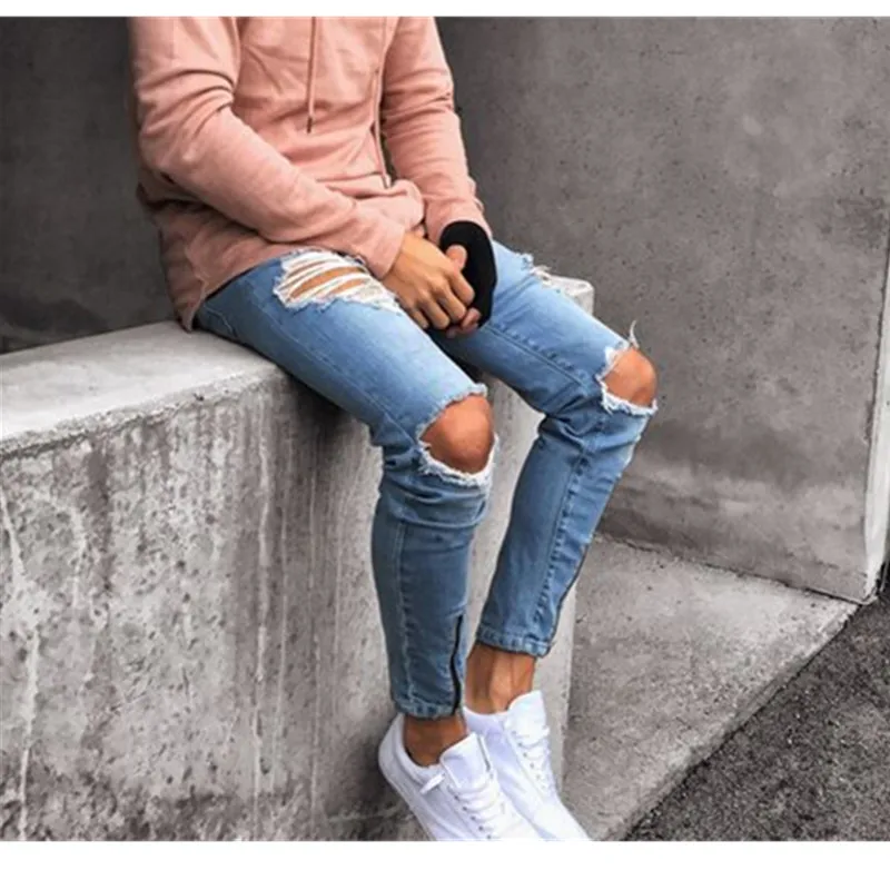 Mens Jeans Cool Designer Jeans Skinny Ripped Destroyed Stretch Slim Fit Hop Hop Ripped zippers for casual jeans Men
Mens Jeans Cool Designer Jeans Skinny Ripped Destroyed Stretch Slim Fit Hop Hop Ripped zippers for casual jeans Men