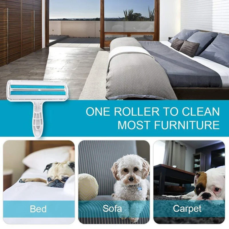 2-Way Pet Hair Remover Roller Lint Sticking Roller Removing Dog Cat Hair from Furniture Carpets Clothing One Hand Operate
2-Way Pet Hair Remover Roller Lint Sticking Roller Removing Dog Cat Hair from Furniture Carpets Clothing One Hand Operate