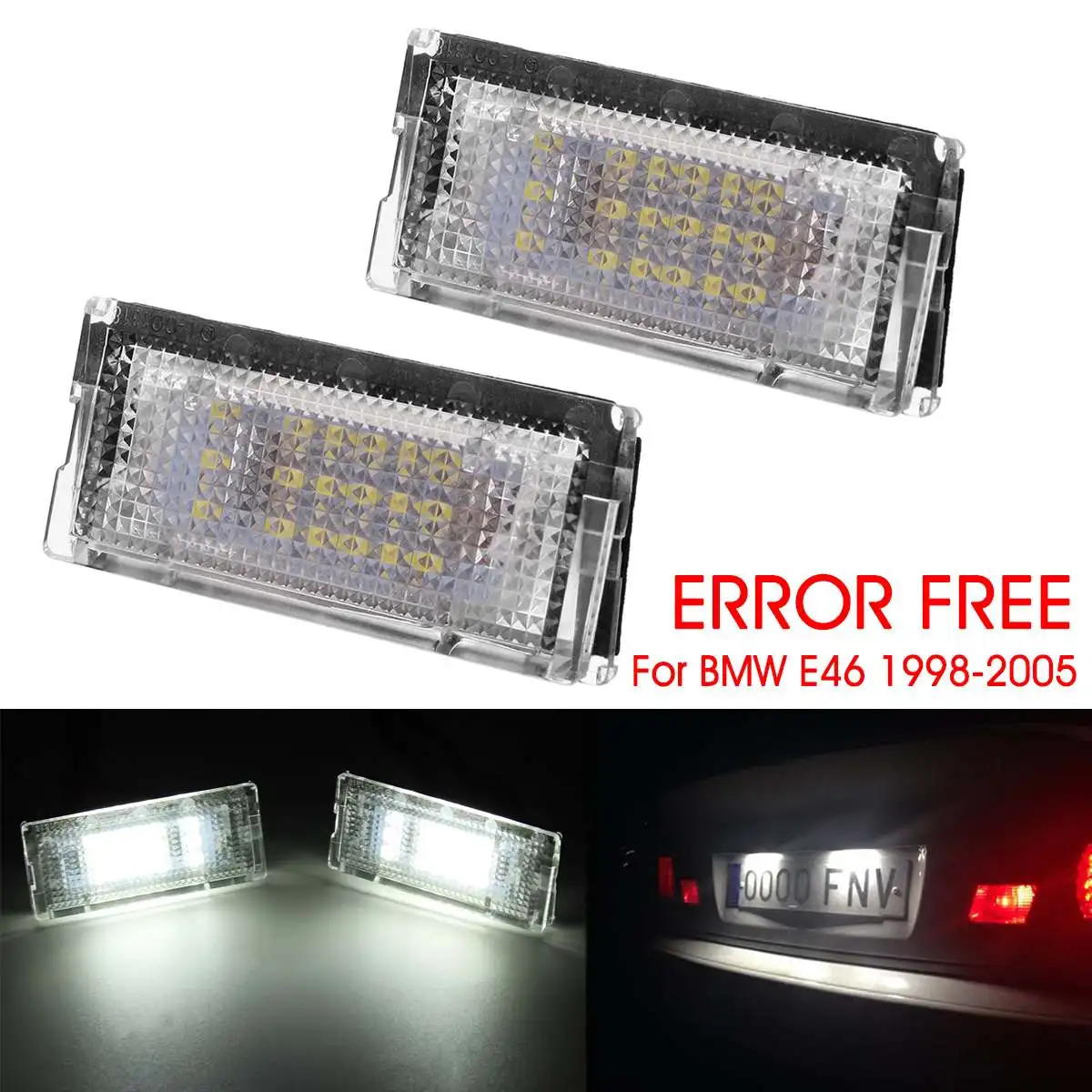 

Пара 6500K 3528 SMD светодиодных ламп для номерного знака, белый Canbus без ошибок для BMW 3 серии E46 1998-2005 3 4 5 дверей