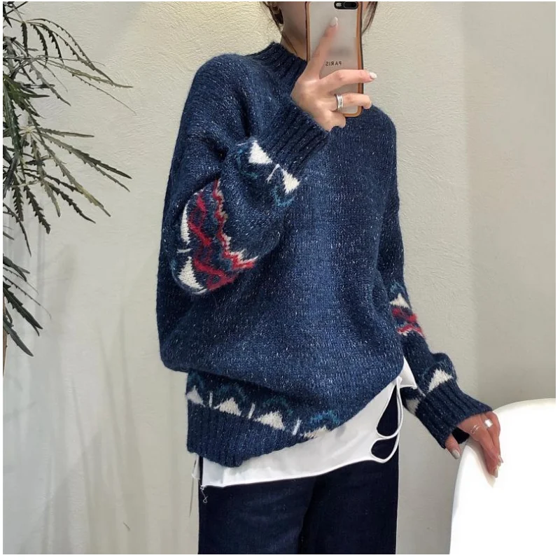 Autumn Winter New Women's Sweater Lazy Style Warm Personality Print Knitted Fashion Round Neck Pullovers Female Casual Loose Top
Autumn Winter New Women's Sweater Lazy Style Warm Personality Print Knitted Fashion Round Neck Pullovers Female Casual Loose Top