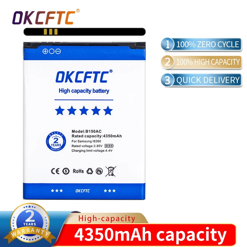 OKCFTC Original B150AE B150AC battery 4350mAh For Samsung Galaxy Core i8260 i8262 Galaxy Trend3 G3502 G3508 G3509 SM-G350E G350
OKCFTC Original B150AE B150AC battery 4350mAh For Samsung Galaxy Core i8260 i8262 Galaxy Trend3 G3502 G3508 G3509 SM-G350E G350