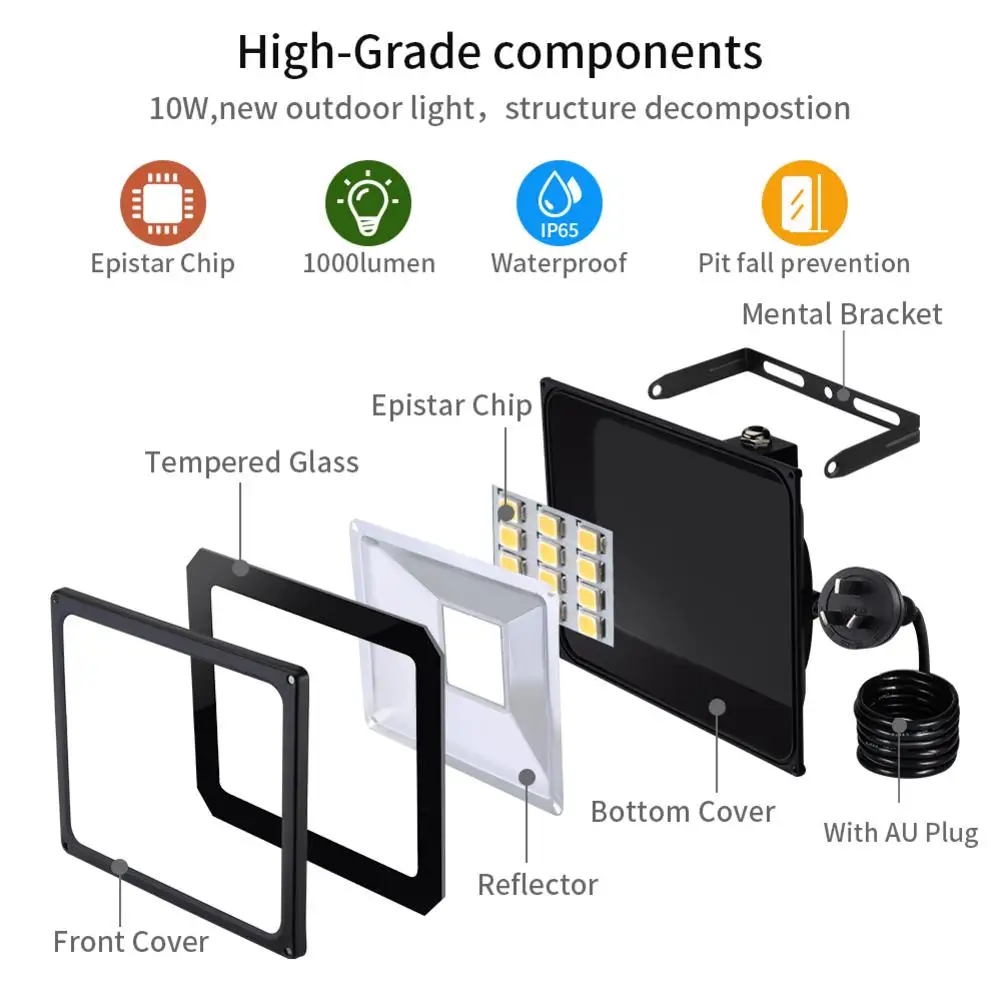 10W LED Floodlight SMD Outdoor Lamp With AU plug Warm white 
10W LED Floodlight SMD Outdoor Lamp With AU plug Warm white