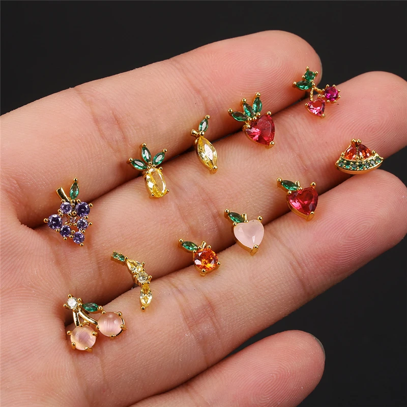 Trend Summer Fruit Stainless Steel Earring for Women Zircon Stud Earing Girl Fashion Jewelry Brincos Gift Joyero silver
Trend Summer Fruit Stainless Steel Earring for Women Zircon Stud Earing Girl Fashion Jewelry Brincos Gift Joyero silver