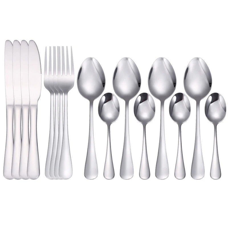 16Pcs/Set Shiny Mirror Silver Cutlery Set Flatware Stainless Steel Kitchen Dinnerware Knife Fork Spoon Teaspoon Silverware
16Pcs/Set Shiny Mirror Silver Cutlery Set Flatware Stainless Steel Kitchen Dinnerware Knife Fork Spoon Teaspoon Silverware