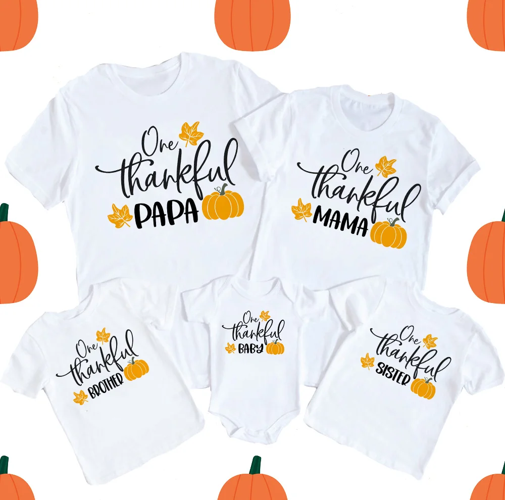 Thanksgiving Family Matching Clothes one thankful Dad mom brother sister baby Matching outfits family Look Tshirt
Thanksgiving Family Matching Clothes one thankful Dad mom brother sister baby Matching outfits family Look Tshirt