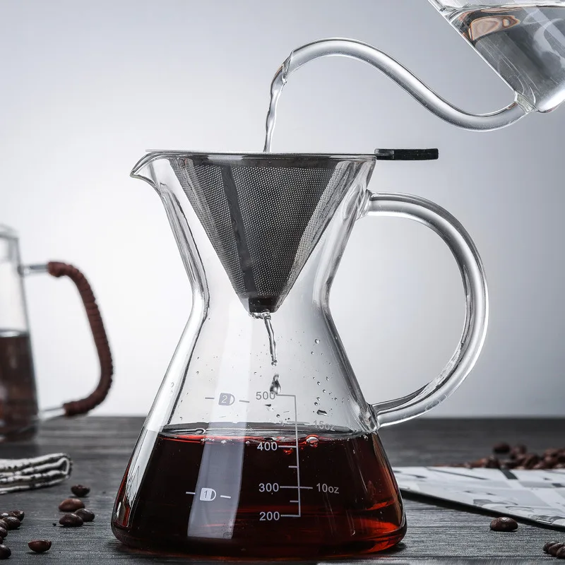 Cafeteira de vidro resistente, cafeteira de 500ml com filtro de aço inoxidável para café expresso
Cafeteira de vidro resistente, cafeteira de 500ml com filtro de aço inoxidável para café expresso