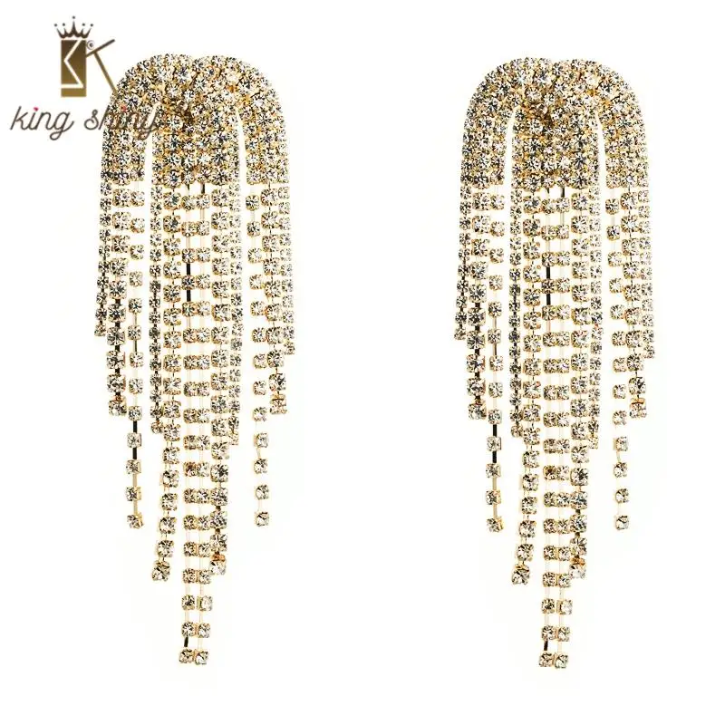 Temperament Crystal Long Chain Charm Tassel Earring Luxury Full Rhinestone Statement Brincos Bridal Wedding Party Dangle Earring
Temperament Crystal Long Chain Charm Tassel Earring Luxury Full Rhinestone Statement Brincos Bridal Wedding Party Dangle Earring