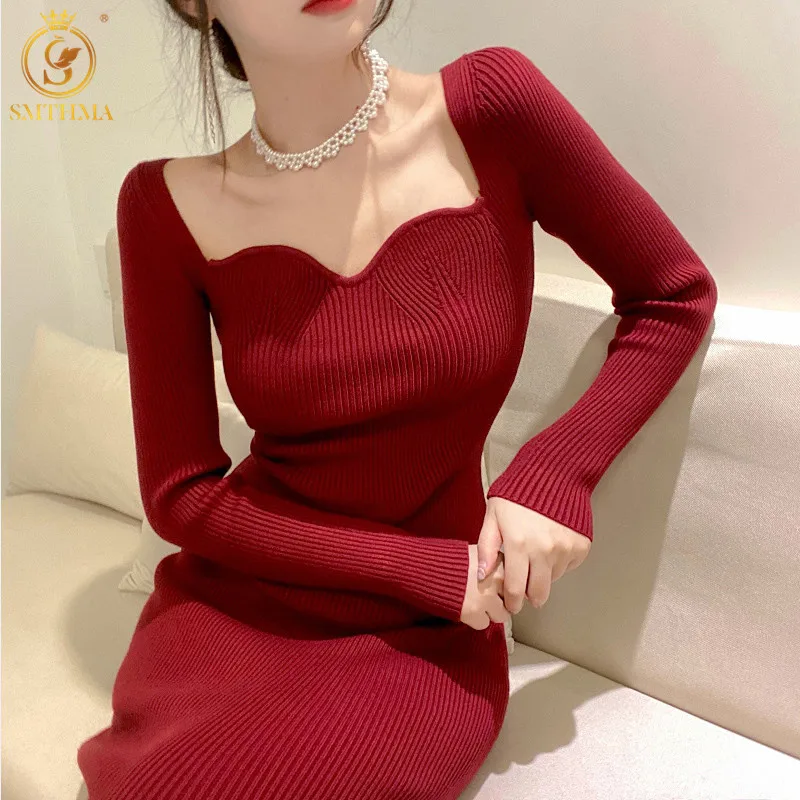 SMTHMA New Autumn Winter Slim Knit Dresses Women's Elegant Bodycon Korea Chic Dress Vestidos
SMTHMA New Autumn Winter Slim Knit Dresses Women's Elegant Bodycon Korea Chic Dress Vestidos