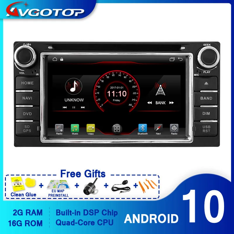 AVGOTOP Android 10 WINCE Bluetooth GPS автомобильное радио мультимедиа для TOYOTA COROLLA HILUX 2G 16G