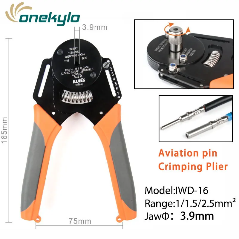 IWD-16 Aviation ter Solid Barrel Universal Hand crimping tool for DMC Machined Contacts Amphenol Deutsch connector terminal
IWD-16 Aviation ter Solid Barrel Universal Hand crimping tool for DMC Machined Contacts Amphenol Deutsch connector terminal