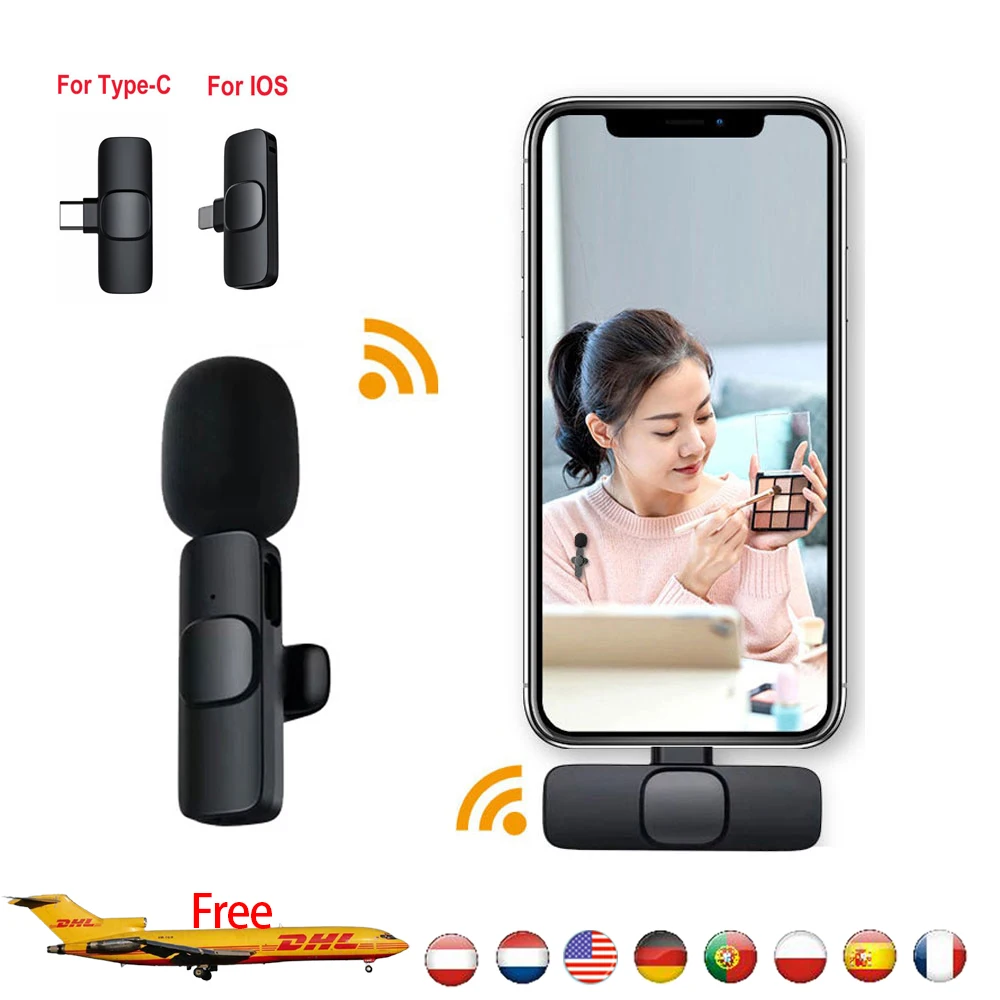 Wireless Lavalier Microphone Portable Audio Video Recording Mic For Iphone Android Live Broadcast Gaming Mobile Phone Camera
Wireless Lavalier Microphone Portable Audio Video Recording Mic For Iphone Android Live Broadcast Gaming Mobile Phone Camera