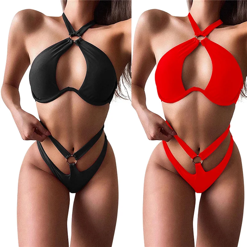 2021 Women Cut Out Bikini Set Sexy Keyhole Solid Color Halter Tops Bottom Two Piece Swimsuit Bathing Suit Y2k Swimwear
2021 Women Cut Out Bikini Set Sexy Keyhole Solid Color Halter Tops Bottom Two Piece Swimsuit Bathing Suit Y2k Swimwear
