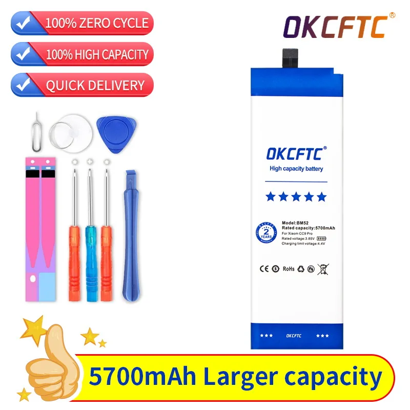 Аккумулятор OKCFTC BM52 5700 мА · ч для Xiaomi Mi Note 10 Lite / Mi Note 10 Pro / CC9pro CC9 Pro, с бесплатными инструментами
Аккумулятор OKCFTC BM52 5700 мА · ч для Xiaomi Mi Note 10 Lite / Mi Note 10 Pro / CC9pro CC9 Pro, с бесплатными инструментами