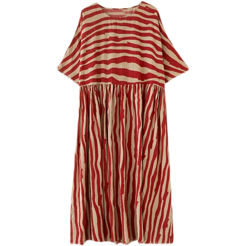 55-100KG Summer Women's Dress Striped Round Neck Long Vestidos Short Sleeve Fashion A Line Skirt Commuter Robe Femme Dresses 371
55-100KG Summer Women's Dress Striped Round Neck Long Vestidos Short Sleeve Fashion A Line Skirt Commuter Robe Femme Dresses 371