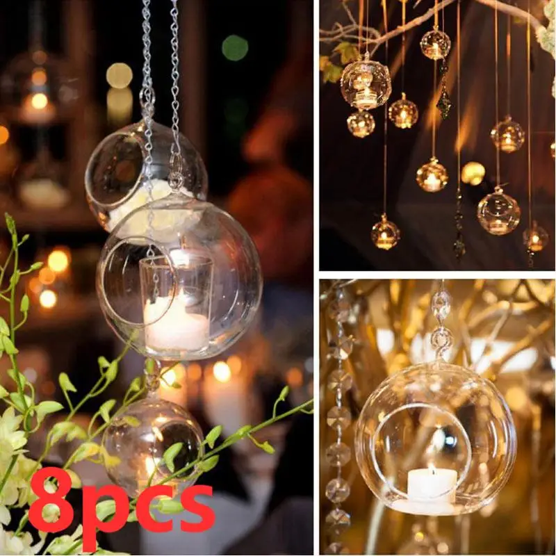 8Pcs 10/12cm Glass Candle Holder Hanging Tealight Globes Terrarium Wedding Candle Candlestick Vase Home Bar Decor 
8Pcs 10/12cm Glass Candle Holder Hanging Tealight Globes Terrarium Wedding Candle Candlestick Vase Home Bar Decor