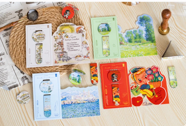 Cool Art Museum Theme Magnetic Bookmarks Gift 4 Designs Mixed Total 8PCS Creative Floral Book Markers Stationery