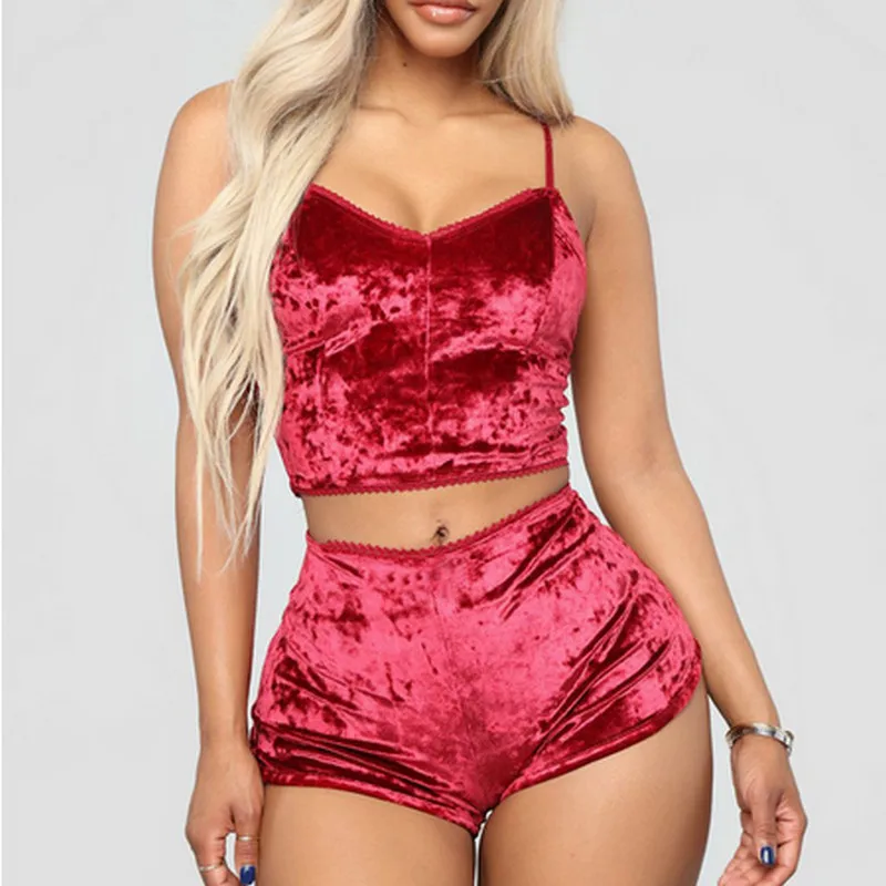 Summer Women 2Pcs Set Fashion Velvet Sleepwear Sexy Bow V-Neck Backless Sleeveless Shorts Pajamas Set Sleepwear Women Pajama Set
Summer Women 2Pcs Set Fashion Velvet Sleepwear Sexy Bow V-Neck Backless Sleeveless Shorts Pajamas Set Sleepwear Women Pajama Set