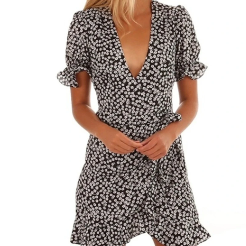 Women Dresses Summer 2021 Sexy V Neck Floral Print Boho Beach Dress Ruffle Short Sleeve A Line Mini Dress Wrap Sundress Robe
Women Dresses Summer 2021 Sexy V Neck Floral Print Boho Beach Dress Ruffle Short Sleeve A Line Mini Dress Wrap Sundress Robe