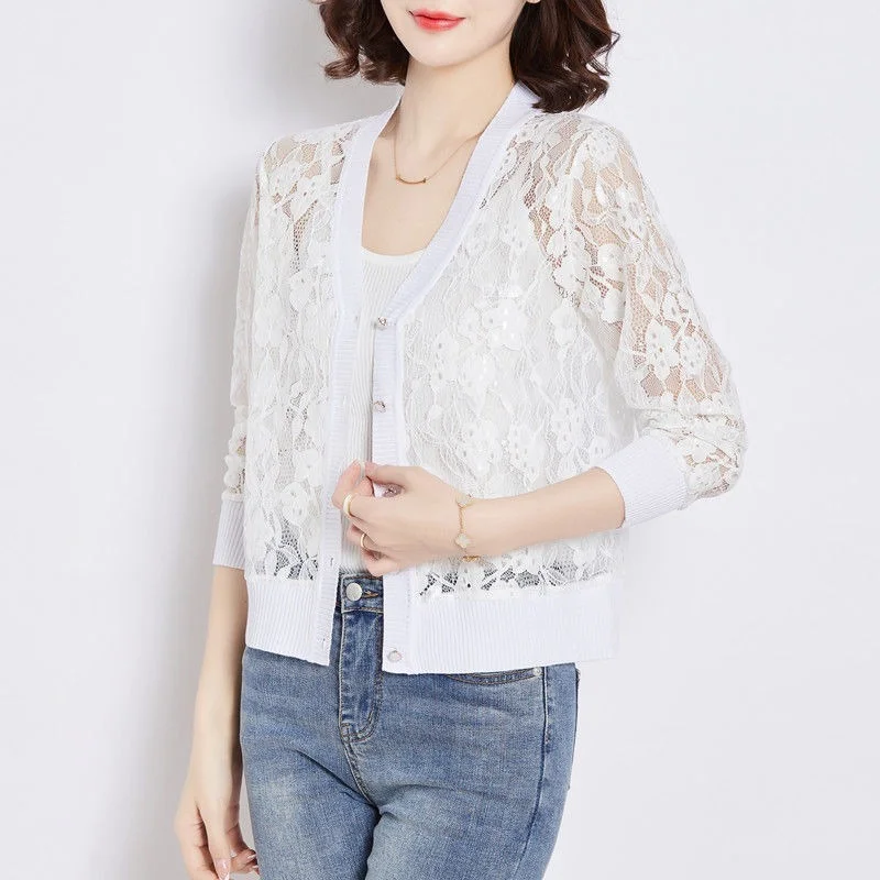 Spring Wild Casual Knitted Cardigan for Womens Top Jacket Korean V-neck Blouse Cardigans Short Hollow Knit Sweater Women X288
Spring Wild Casual Knitted Cardigan for Womens Top Jacket Korean V-neck Blouse Cardigans Short Hollow Knit Sweater Women X288