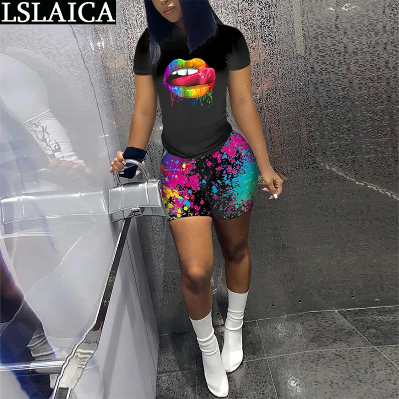 Dropshipping Biker Shorts 2 Piece Set Short Sleeve T-shirt Lipps Printed Shorts Tie-dye Elastic Waist Women's Sports Suit Casual
Dropshipping Biker Shorts 2 Piece Set Short Sleeve T-shirt Lipps Printed Shorts Tie-dye Elastic Waist Women's Sports Suit Casual
