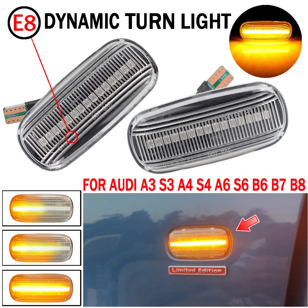 2pcs Clear/Smoke Dynamic Flowing LED Side Marker Signal Light For Audi S4 B6 B7 2000-2005 Sequential Blinker Lamp 
2pcs Clear/Smoke Dynamic Flowing LED Side Marker Signal Light For Audi S4 B6 B7 2000-2005 Sequential Blinker Lamp