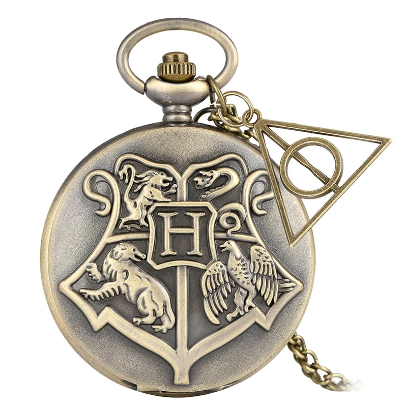 Vintage Bronze Witchcraft and Wizardry Badge H Quartz Pocket Watch Sweater Necklace Pendant Chain with Hollow Triangle Accessory
Vintage Bronze Witchcraft and Wizardry Badge H Quartz Pocket Watch Sweater Necklace Pendant Chain with Hollow Triangle Accessory