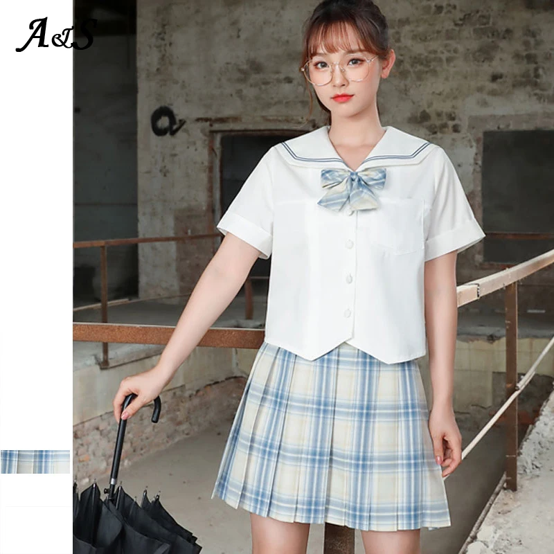 Anbenser Cute Sailor suit Long sleeve JK School uniform sets for girls White shirt dark blue pleated skirt suits Student Cosplay
Anbenser Cute Sailor suit Long sleeve JK School uniform sets for girls White shirt dark blue pleated skirt suits Student Cosplay