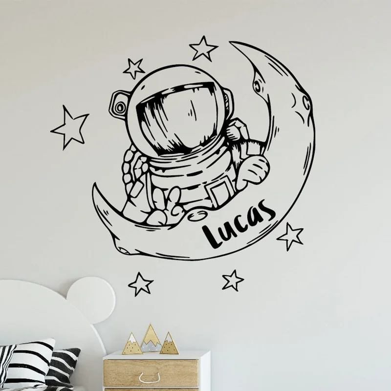 Personalized Name Spaceman Wall Stickers Vinyl Home Decor for Kids Boys Children's Room Bedroom Space Decals Cartoon Murals AA39
Personalized Name Spaceman Wall Stickers Vinyl Home Decor for Kids Boys Children's Room Bedroom Space Decals Cartoon Murals AA39