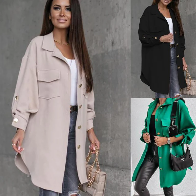 2021 Autumn and Winter Fashion New Veste Femme Solid Color Lapel Long-Sleeved Straight Jacket Casual Mid-Length Coat Woman Y2k
2021 Autumn and Winter Fashion New Veste Femme Solid Color Lapel Long-Sleeved Straight Jacket Casual Mid-Length Coat Woman Y2k