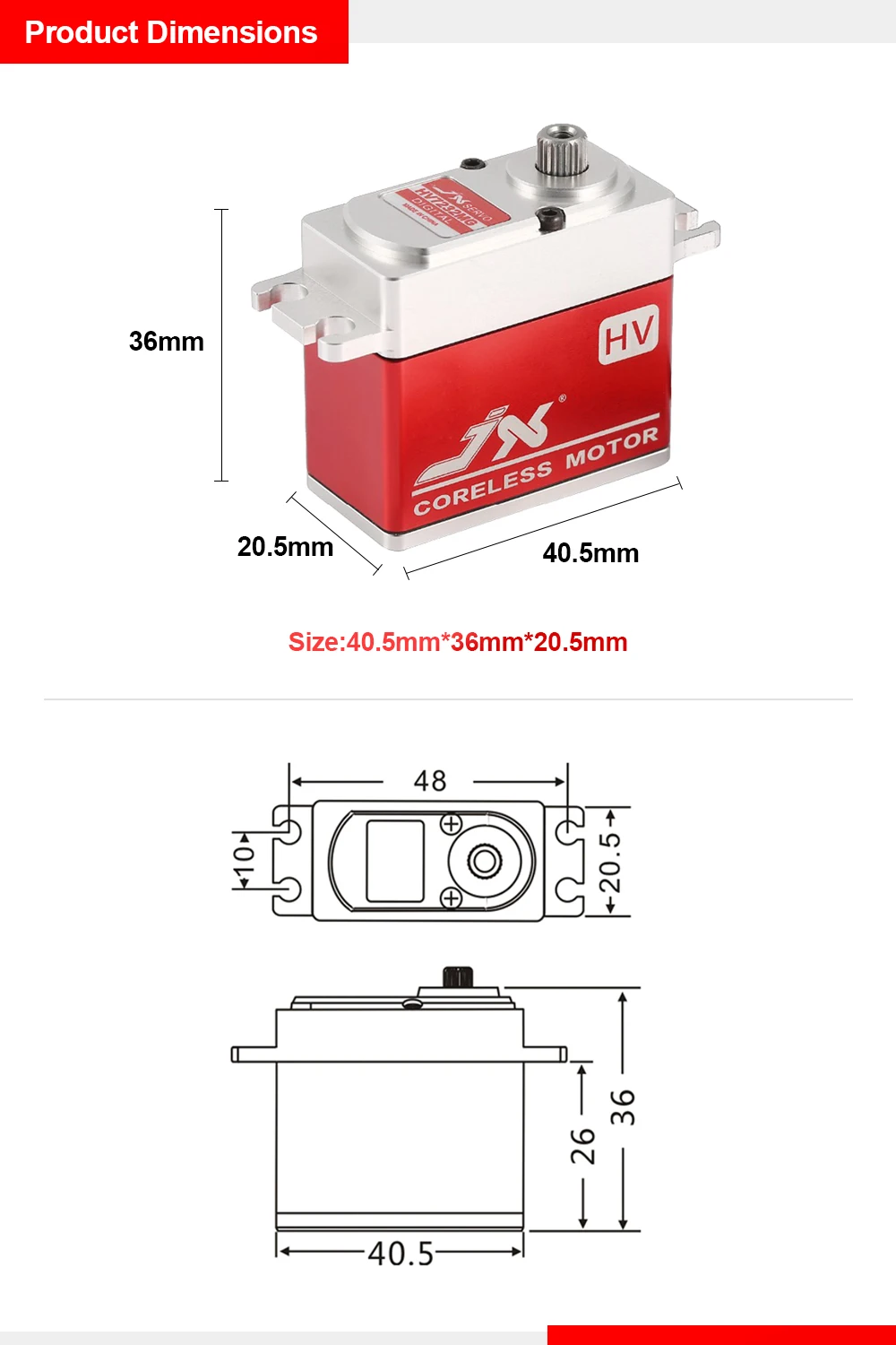JX Servo PDI-HV7232MG 180 Degrees Full CNC 32KG Metal Gear Digital Coreless Servo for RC Car Helicopter DIY Parts Model Robot
JX Servo PDI-HV7232MG 180 Degrees Full CNC 32KG Metal Gear Digital Coreless Servo for RC Car Helicopter DIY Parts Model Robot