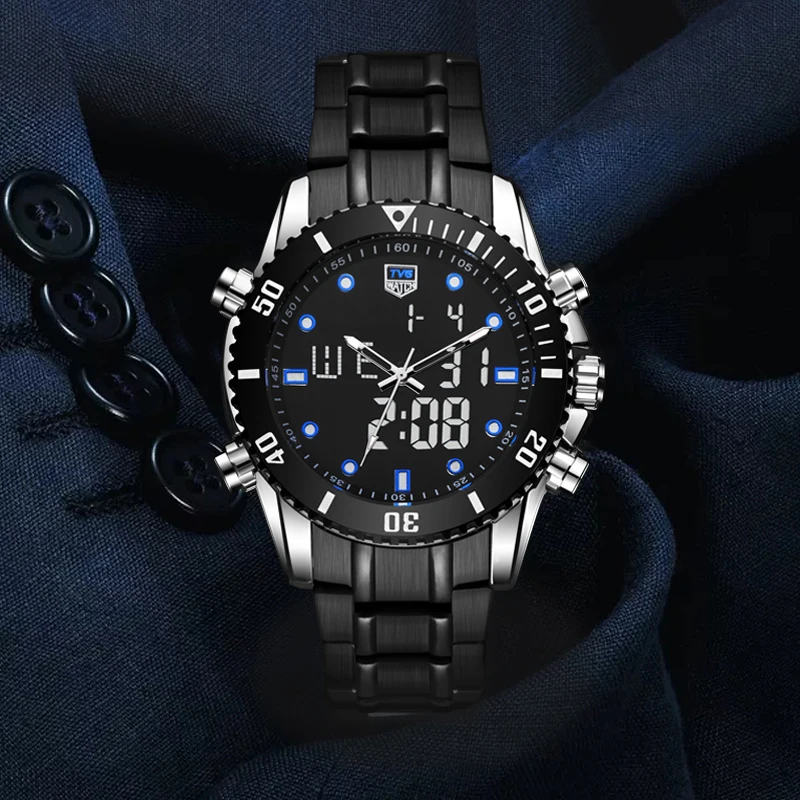 TVG 2021 Hight Quality New Fashion Luxury Stainless Steel Stop Watch Sport Watch Men LED 100FT Waterproof Quartz Watches BLUE
TVG 2021 Hight Quality New Fashion Luxury Stainless Steel Stop Watch Sport Watch Men LED 100FT Waterproof Quartz Watches BLUE
