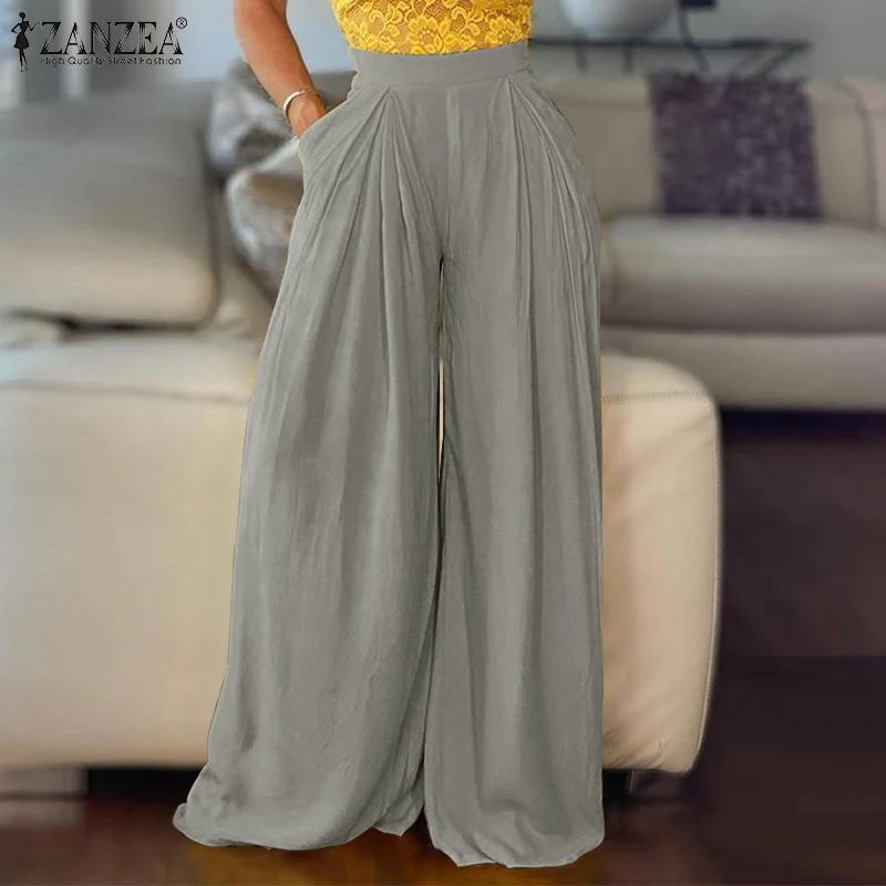 Women Pleated Wide Leg Pants ZANZEA 2022 Spring Summer Casual Solid Loose Knitted Long Pants Oversized Female Pantalons Palazzo
Women Pleated Wide Leg Pants ZANZEA 2022 Spring Summer Casual Solid Loose Knitted Long Pants Oversized Female Pantalons Palazzo