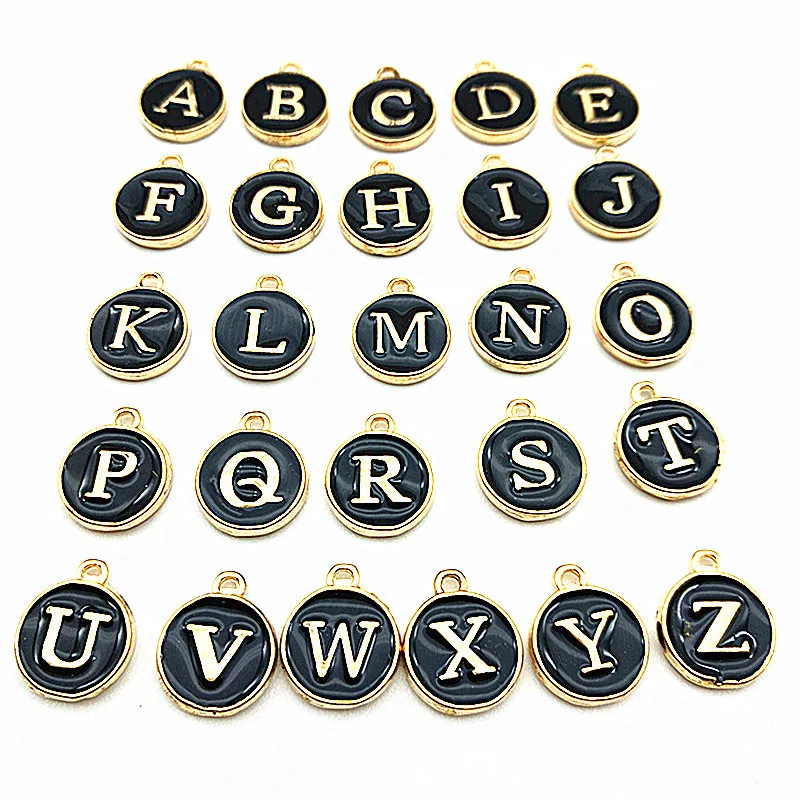 26 шт. круглые эмалевые буквы алфавита 12 х15 мм|Подвески| |