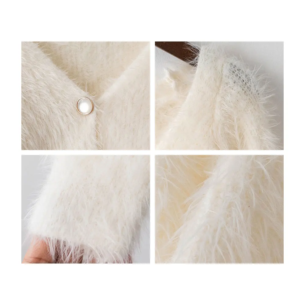 Gentillove Autumn Long Sleeve Mohair Cropped Coats Korean Style Mohair Knitted Jackets Women Elegant V Neck Cardigan Sweater
Gentillove Autumn Long Sleeve Mohair Cropped Coats Korean Style Mohair Knitted Jackets Women Elegant V Neck Cardigan Sweater
