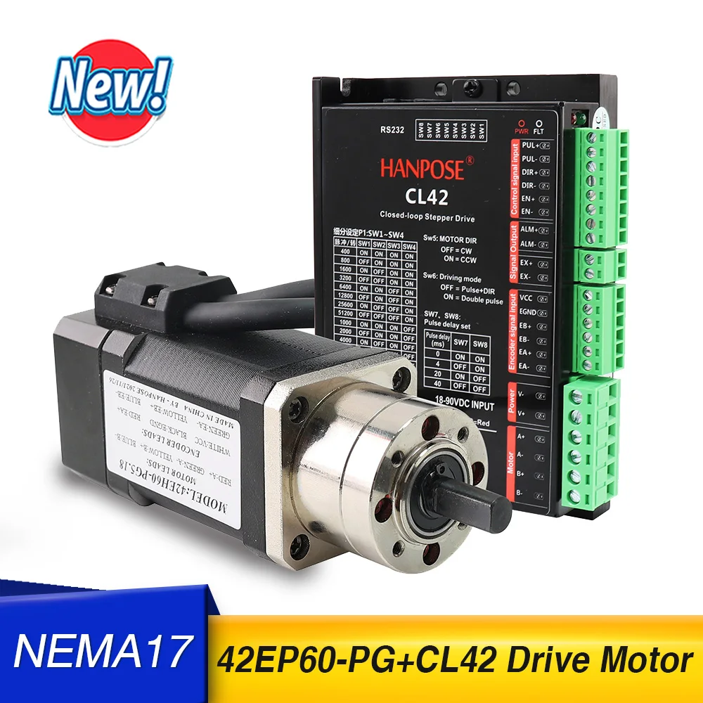 closed-loop stepper motor nema17 42EP60-PG5.18-1 Ratio 3.71-1 1.7A 70N.CM encoder planetary deceleration CL42 Drive kit 18-90VDC
closed-loop stepper motor nema17 42EP60-PG5.18-1 Ratio 3.71-1 1.7A 70N.CM encoder planetary deceleration CL42 Drive kit 18-90VDC