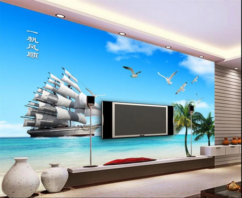 beibehang Large Custom Wallpapers Sail Windy Seagulls Coconut Beach Sailing TV Background Wall Decorative House
beibehang Large Custom Wallpapers Sail Windy Seagulls Coconut Beach Sailing TV Background Wall Decorative House