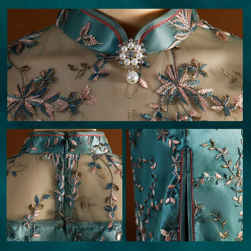 LOVZON New Dark Green Lady Satin Cheongsam Waist-Tight Modified Daily Catwalk Photo Banquet Clothes Chinese Traditional Costumes
LOVZON New Dark Green Lady Satin Cheongsam Waist-Tight Modified Daily Catwalk Photo Banquet Clothes Chinese Traditional Costumes