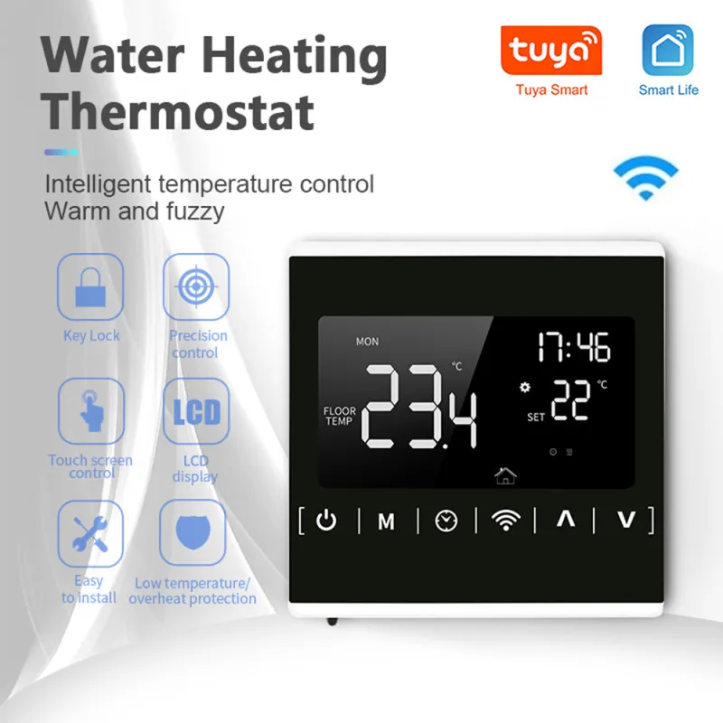 Tuya WiFi Smart Thermostat Programmable Temperature Controller For Electric Floor Heating Water/Gas Boiler LCD Touch Screen
Tuya WiFi Smart Thermostat Programmable Temperature Controller For Electric Floor Heating Water/Gas Boiler LCD Touch Screen