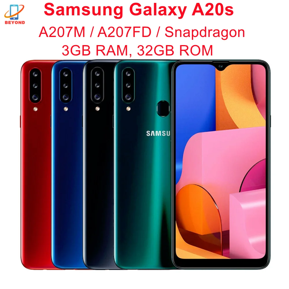 

Samsung Galaxy A20s A207FD A207M RAM 3GB ROM 32GB Octa Core 6.5" 3 Camera Fingerprint Original 4G LTE Mobile Phone