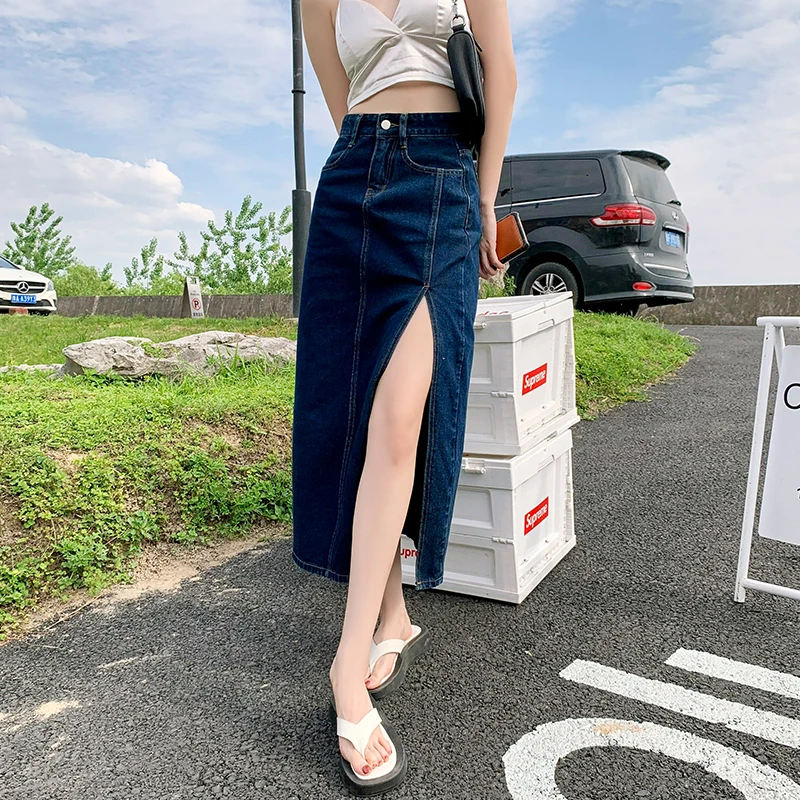 GUUZYUVIZ Summer Sexy Jean Skirts For Ladies High Waist Split Denim Maxi Skirt Women Pencil Jupe Femme
GUUZYUVIZ Summer Sexy Jean Skirts For Ladies High Waist Split Denim Maxi Skirt Women Pencil Jupe Femme