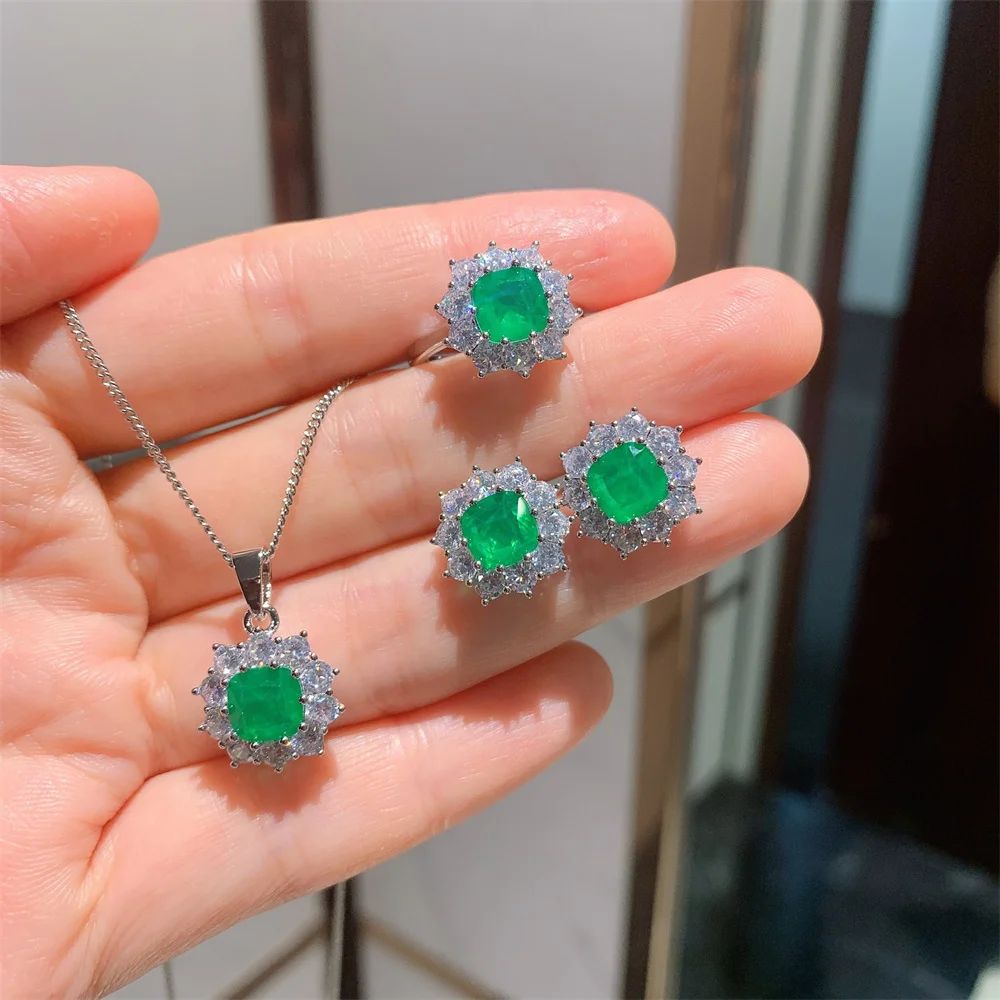 Emerald Necklace Ring and Stud Earring Fashion Jewelry set for Women Evening Party Jewelry Cubic Zirconia Classic Romantic
Emerald Necklace Ring and Stud Earring Fashion Jewelry set for Women Evening Party Jewelry Cubic Zirconia Classic Romantic