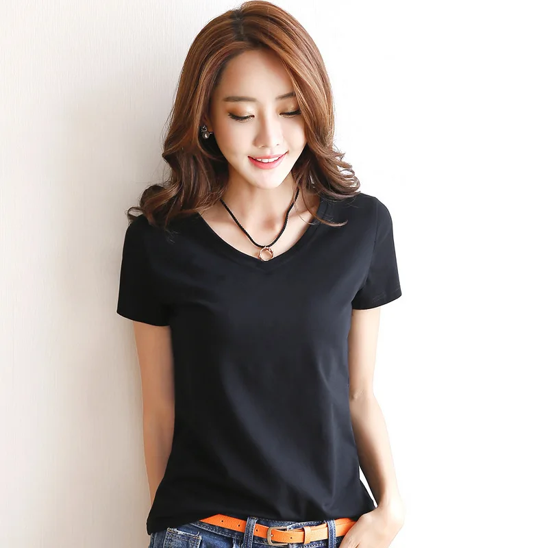 Korean Short Sleeve T-Shirt Women's Summer New Slim Cotton T-shirt Women's solid round neck top Korean versatile bottom shirt
Korean Short Sleeve T-Shirt Women's Summer New Slim Cotton T-shirt Women's solid round neck top Korean versatile bottom shirt