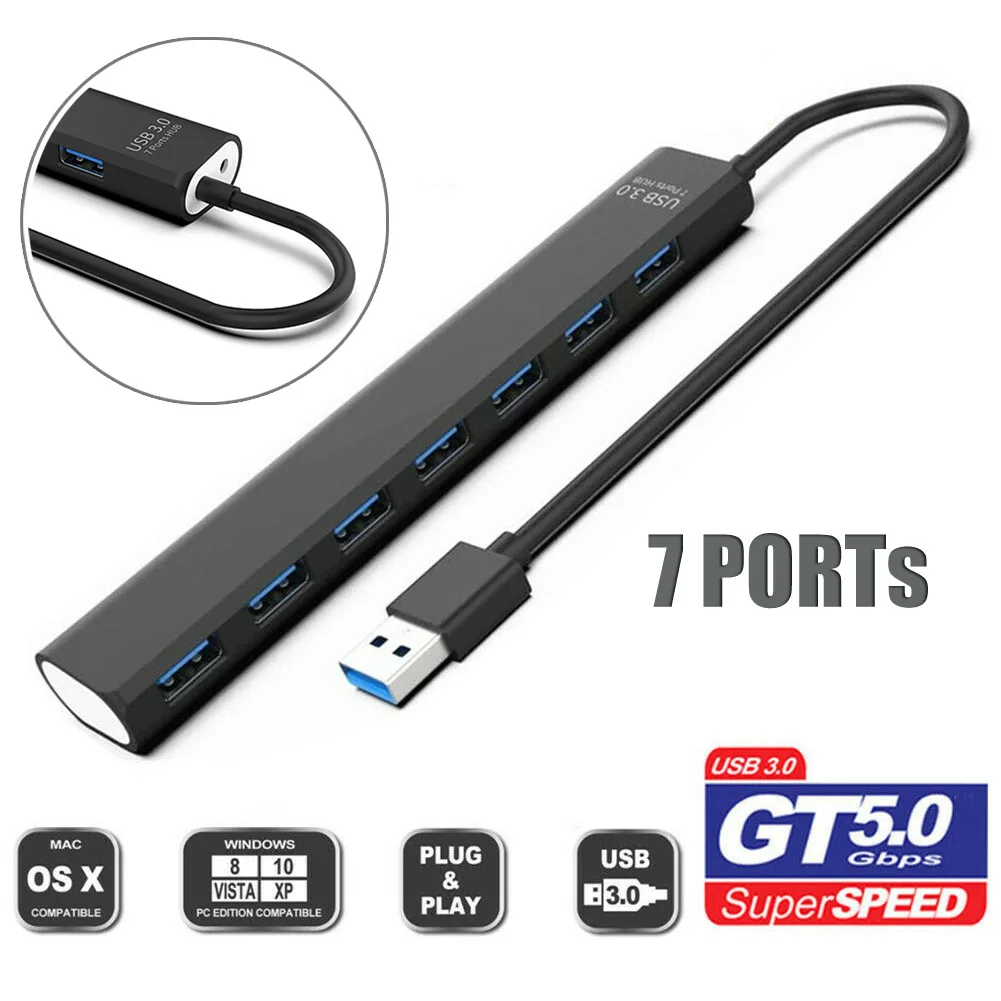 Multi USB 3,0 Hub 7-портовый высокоскоростной 5 Гбит/с тонкий компактный Интеллектуальный расширитель
Multi USB 3,0 Hub 7-портовый высокоскоростной 5 Гбит/с тонкий компактный Интеллектуальный расширитель
