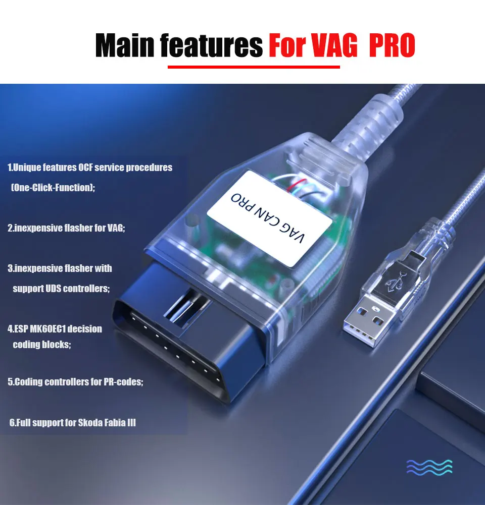 FOR VAG CAN PRO V5.5.1 OBD2 Diagnostic tool for Audi for Skoda for Golf V with FTDI FT245RL Chip VCP USB Cable for bus K-line
FOR VAG CAN PRO V5.5.1 OBD2 Diagnostic tool for Audi for Skoda for Golf V with FTDI FT245RL Chip VCP USB Cable for bus K-line