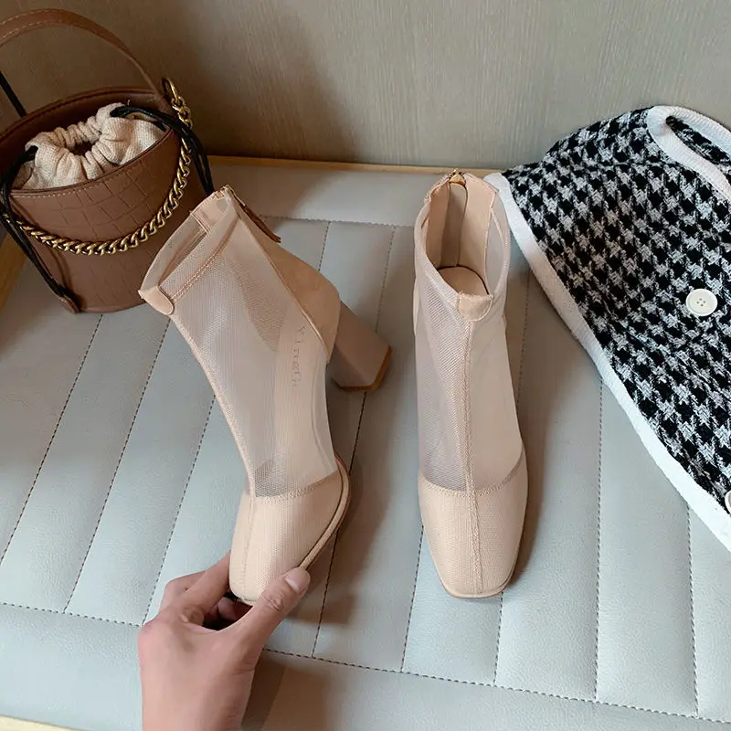 Mesh Boots Woman,Fashion Summer High Heels,Girls Sandals Shoes,Back Zipper,Square Toe,Female Footware,APRICOT,,FREE Dropshipping
Mesh Boots Woman,Fashion Summer High Heels,Girls Sandals Shoes,Back Zipper,Square Toe,Female Footware,APRICOT,,FREE Dropshipping