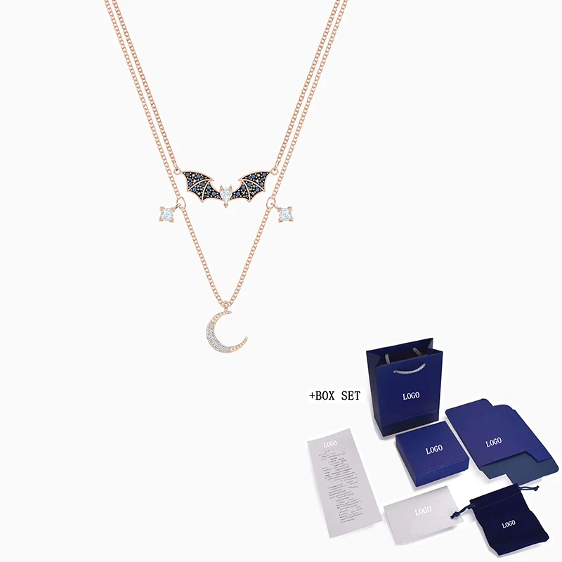 2021 FashionSwa New Prosperity NecklaceUnique Double Circle Star Crescent Bat Decoration Necklace Crystal Female Elegant Jewelry
2021 FashionSwa New Prosperity NecklaceUnique Double Circle Star Crescent Bat Decoration Necklace Crystal Female Elegant Jewelry