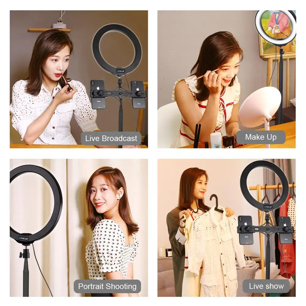 PULUZ 1.4m Round Base Desktop Mount 10 Inch 26cm LED Ring Vlogging Video Light Kits+Cold Shoe Tripod Ball Head & Phone Clamp
PULUZ 1.4m Round Base Desktop Mount 10 Inch 26cm LED Ring Vlogging Video Light Kits+Cold Shoe Tripod Ball Head & Phone Clamp