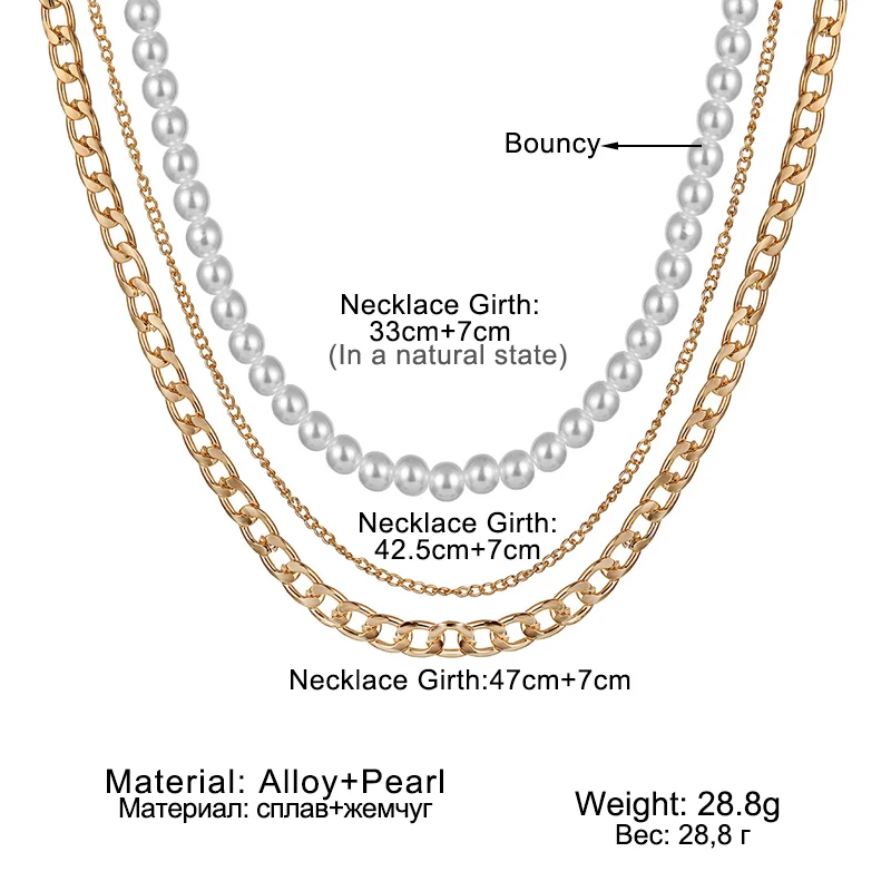 VKME Punk Multi Layered Pearl Choker Necklace For Women Statement Female Gold Cuban Thick Chain Necklaces Collar Jewelry
VKME Punk Multi Layered Pearl Choker Necklace For Women Statement Female Gold Cuban Thick Chain Necklaces Collar Jewelry